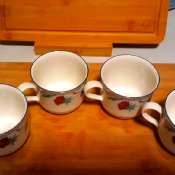 6 LENOX Poppies on Blue Teacups / CoffeeCups GUC - Picture 3 of 9